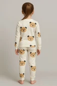 Kız Çocuk Ayıcık Desenli Pamuklu Pijama Takımı thumbnail 4