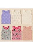 Kız Çocuk Emprime Desenli Pamuklu Atlet 6'lı Set thumbnail 1