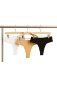 Kadın Tanga Külot 3'lü Set Dikişsiz Lazer Kesim, Ten,Siyah ve Beyaz Renk thumbnail 1