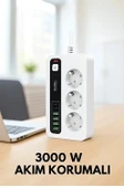 P10 3x Priz 3000w Akım Korumalı 4x Usb 2x Type-c Girişli Çoklu Priz - 2