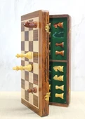 Mıknatıs Taşlı Ahşap Katlanabilir Kutulu Satranç Oyunu 40 Cm G225 - 3