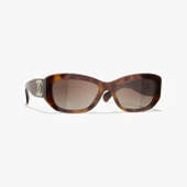 Chanel 5493 1295/S9 Tortoise Açık Kahverengi Polarize Kadın Güneş Gözlüğü - 1