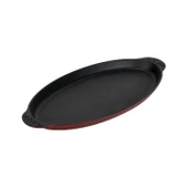 Lava Döküm Balık Tabağı Döküm Demir Yekpare Kulplu 15x29cm.-Bordo - 2