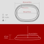 Lava Döküm Oval Fajita Tabağı Kayın Servis Ahşabı Ölçü 12x19cm.-Bordo - 5
