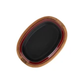 Lava Döküm Oval Fajita Tabağı Kayın Servis Ahşabı Ölçü 12x19cm.-Bordo - 3