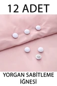 12 Adet Çarşaf Yorgan Kılıfı Sabitleme İğnesi Düğmeli Klipsi Sabitleyici Beyaz thumbnail 1