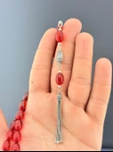MURİ TESBİH 5,5 GR 925 AYAR GÜMÜŞ PÜSKÜL M.S.G ATEŞ KEHRİBAR BEYZİ KESİM 8X11,75 - 3