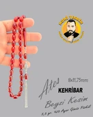 MURİ TESBİH 5,5 GR 925 AYAR GÜMÜŞ PÜSKÜL M.S.G ATEŞ KEHRİBAR BEYZİ KESİM 8X11,75 - 1