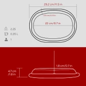 Lava Döküm Oval Fajita Tabağı Kayın Servis Ahşabı Ölçü 26x19cm.-Bordo - 5