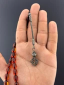 MURİ TESBİH 5,1 GR 1000 AYAR GÜMÜŞ KAZAS ATEŞ KEHRİBAR KAPSÜL KESİM 8X11,50 - 3