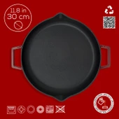 Lava Döküm Yuvarlak Kızartma Tavası Döküm Demir Yekpare Çift Kulplu Çap(Ø)30cm.-Bordo thumbnail 4