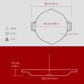 Lava Döküm Yuvarlak Kızartma Tavası Döküm Demir Yekpare Çift Kulplu Çap(Ø)30cm.-Bordo thumbnail 5