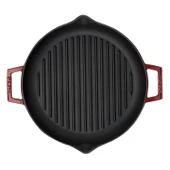 Lava Döküm Yuvarlak Izgara Tavası Döküm Demir Yekpare Çift Kulplu Çap(Ø)26cm.-Bordo thumbnail 3