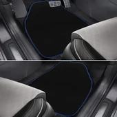 Mavi Kenarlı 5'li Araç Oto Halı Paspas Seti - Ön Arka Takım Siyah Araba Taban Paspas thumbnail 3
