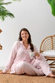 Uzun Kol Gömlek Yaka Kadın Pinterest Pijama Takımı - Mevsimlik Kadın Pijama- Büyük Beden - 6