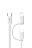 Torima U16 Beyaz 2-in-1, Type-C To Type-C And Ligthning  100cm - 65w Hızlı Şarj Ve Data Kablosu thumbnail 3