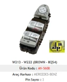 CAM ANAHTARI>MERCEDES W213-W222 SOL DÖRTLÜ-BEYAZ IŞIK-KAHVE-8Q54-PERDELİ>>A222 905 2004 - MCAR-AN560B - 1