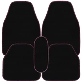 Pembe Kenarlı 5'li Siyah Araç Oto Halı Paspas Seti - Ön Arka Takım Araba Taban Paspas thumbnail 7