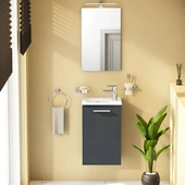 VitrA Mia 69582 Banyo Dolabı Seti Kapaklı 40 Cm Antrasit - 1