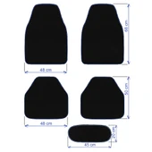 Mavi Kenarlı 5'li Araç Oto Halı Paspas Seti - Ön Arka Takım Siyah Araba Taban Paspas thumbnail 7