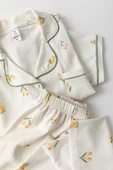 Uzun Kol Gömlek Yaka Kadın Pinterest Pijama Takımı - Mevsimlik Kadın Pijama- Büyük Beden - 9