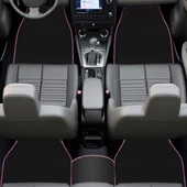 Pembe Kenarlı 5'li Siyah Araç Oto Halı Paspas Seti - Ön Arka Takım Araba Taban Paspas thumbnail 2