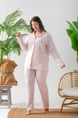 Uzun Kol Gömlek Yaka Kadın Pinterest Pijama Takımı - Mevsimlik Kadın Pijama- Büyük Beden - 3