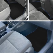 Mavi Kenarlı 5'li Araç Oto Halı Paspas Seti - Ön Arka Takım Siyah Araba Taban Paspas thumbnail 1