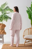Uzun Kol Gömlek Yaka Kadın Pinterest Pijama Takımı - Mevsimlik Kadın Pijama- Büyük Beden - 4