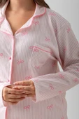 Uzun Kol Gömlek Yaka Kadın Pinterest Pijama Takımı - Mevsimlik Kadın Pijama- Büyük Beden - 5