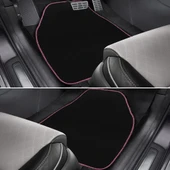 Pembe Kenarlı 5'li Siyah Araç Oto Halı Paspas Seti - Ön Arka Takım Araba Taban Paspas thumbnail 3