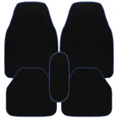 Mavi Kenarlı 5'li Araç Oto Halı Paspas Seti - Ön Arka Takım Siyah Araba Taban Paspas thumbnail 6