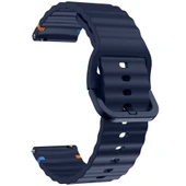 Huawei Watch GT6 41mm İle Uyumlu Dalga Desenli Tokalı Yumusaş Soft Silikon Kordon  Lacivert thumbnail 3