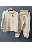 Kız Çocuk Üzeri Papatya Desenli Fitilli Krem Pijama Takımı thumbnail 1