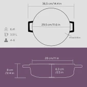 Lava Döküm Çok Amaçlı Yayvan Tencere Trendy Serisi Mor 28 Cm thumbnail 4