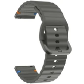 Huawei Watch GT6 41mm İle Uyumlu Dalga Desenli Tokalı Yumusaş Soft Silikon Kordon  Koyu Gri - 3