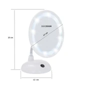 Wenko Ayaklı Masa Üstü Led Makyaj Aynası 3X Zoom Beyaz - 2