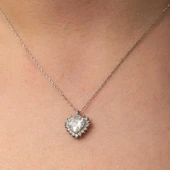 Gümüş Zirkon Taşlı Kalp Kadın Kolye thumbnail 3