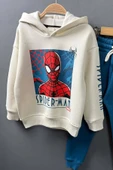 Erkek Çocuk Örümcek Adam Digital Baskılı Kapşonlu Sweat Mavi Eşofman Takım thumbnail 3