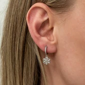 ​Gümüş Sallantılı Çiçek Kadın Küpe thumbnail 2