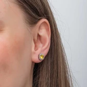 Gümüş Sarı Baget Taşlı Çivili Kadın Küpe thumbnail 4