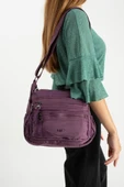Yumuşak Dokulu Ultra Hafif, Esnek ve Su Geçirmez Polyamid Kumaş Omuz Çantası Mor Model: (571-13-14D) thumbnail 2