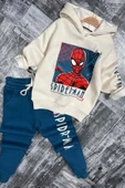 Erkek Çocuk Örümcek Adam Digital Baskılı Kapşonlu Sweat Mavi Eşofman Takım thumbnail 1