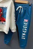 Erkek Çocuk Örümcek Adam Digital Baskılı Kapşonlu Sweat Mavi Eşofman Takım thumbnail 4