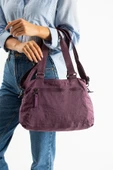 Yumuşak Dokulu Ultra Hafif, Esnek ve Su Geçirmez Polyamid Kumaş Omuz ve Kol Çantası Mor Model: (571-13-14F) thumbnail 3