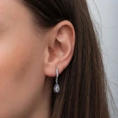 Gümüş Sallantılı Damla Nazar Kadın Küpe thumbnail 4