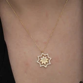 Gümüş Gold Kar Tanesi Kadın Kolye thumbnail 5