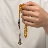 Gümüş Kazaz Püsküllü Sıkma Kehribar Tesbih thumbnail 2