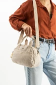 Yumuşak Dokulu Ultra Hafif, Esnek ve Su Geçirmez Polyamid Kumaş Omuz ve Kol Çantası Bej Model: (571-13-14H) - 1