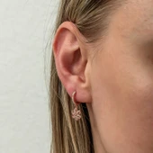 ​Gümüş Sallantılı Rose Çiçek Kadın Küpe thumbnail 2